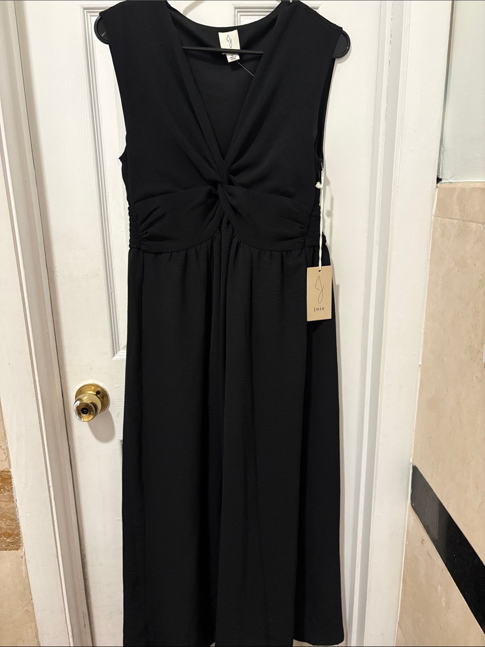 Joie Black Sleeveless Twist-Front A-Line Dress